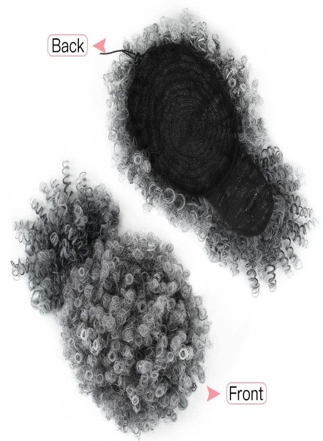 إنترانسد ستايلز تسريحة ذيل حصان برباط مع غرة، وصلات شعر ذيل حصان أفرو للنساء، ذيل حصان قصير مجعد مع غرة، قطعة شعر ملفوفة بمشابك للنساء (رمادي فاتح)... - Image 3